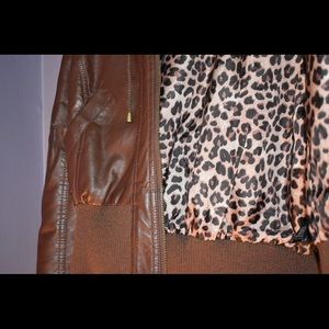 Faux Leather jacket with cheetah print!